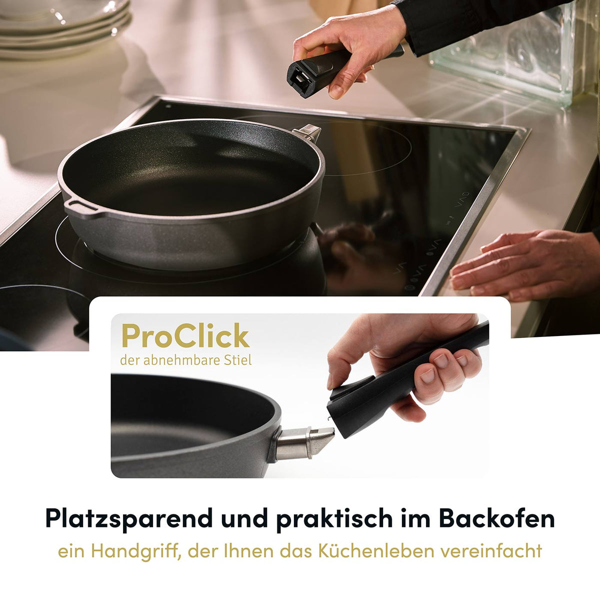 Aluguss Stielkasserolle mit abnehmbarem Stiel Ø 18 cm
