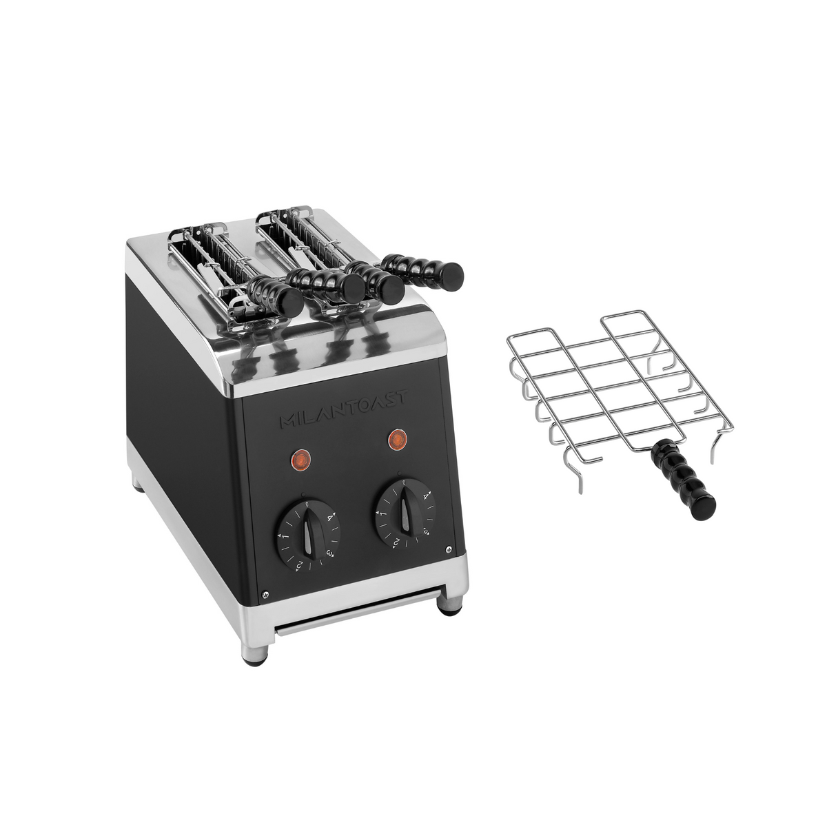 Milantoast 2-er Toaster mit Zangen mit Brötchenaufsatz