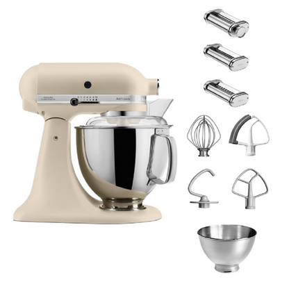 KitchenAid 4,8 L 5KSM175 Artisan Küchenmaschine Pastalover mit Nudelwalzen 3er- Set
